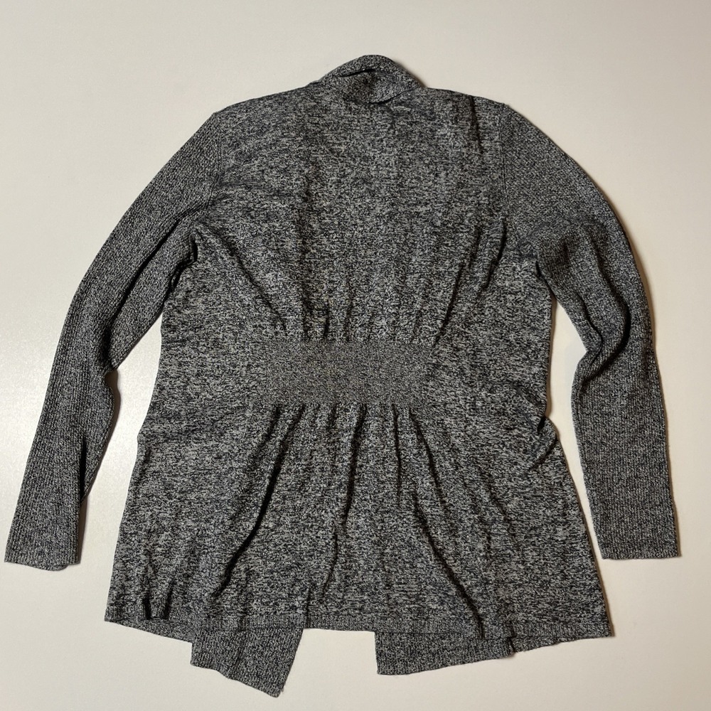 Apt 9 Open Front Knit Cardigan Sz L Heather Charcoal Cinch Back Soft Sweater NWT - Picture 3 of 7
